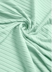 Patchwork Light Green Long Sleeve Split Neck T Shirt