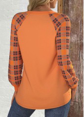 Halloween Button Orange Long Sleeve Round Neck Sweatshirt