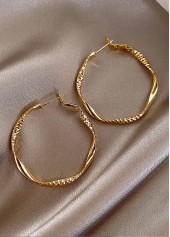 Round Shape Design Alloy Golden Earrings