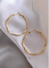 Round Shape Design Alloy Golden Earrings