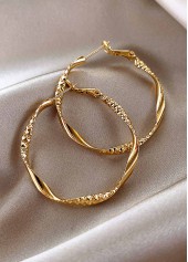Round Shape Design Alloy Golden Earrings