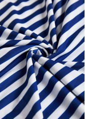 Striped Patchwork Navy Long Sleeve T Shirt