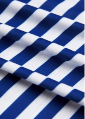 Striped Patchwork Navy Long Sleeve T Shirt