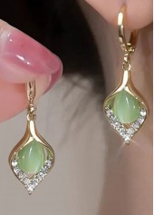 Alloy Detail Hollow Design Green Leaf Earrings