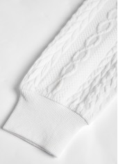 Jacquard Black Long Sleeve Turn Down Collar Sweatshirt