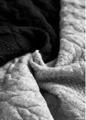 Jacquard Black Long Sleeve Turn Down Collar Sweatshirt