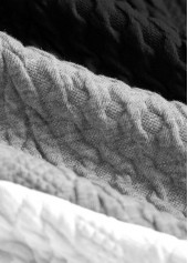 Jacquard Black Long Sleeve Turn Down Collar Sweatshirt