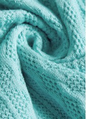 Geometric Print Zipper Mint Green Long Sleeve Sweatshirt