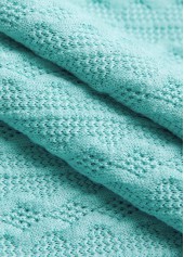 Geometric Print Zipper Mint Green Long Sleeve Sweatshirt