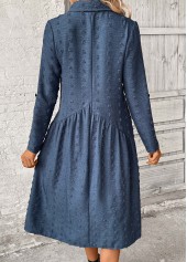 Patchwork Denim Blue A Line Long Sleeve Dress