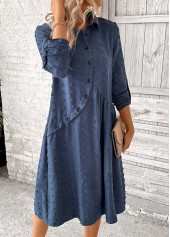 Patchwork Denim Blue A Line Long Sleeve Dress