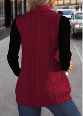 Jacquard Wine Red Sleeveless Stand Collar Waistcoat