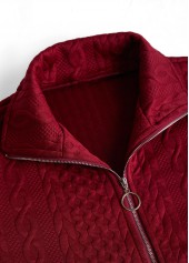 Jacquard Wine Red Sleeveless Stand Collar Waistcoat