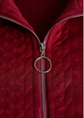Jacquard Wine Red Sleeveless Stand Collar Waistcoat