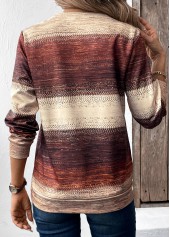 Tribal Print Patchwork Multi Color Long Sleeve Sweatshirt