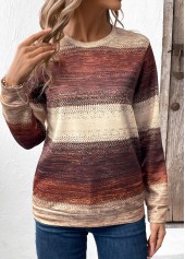 Tribal Print Patchwork Multi Color Long Sleeve Sweatshirt