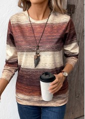 Tribal Print Patchwork Multi Color Long Sleeve Sweatshirt
