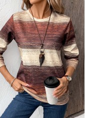 Tribal Print Patchwork Multi Color Long Sleeve Sweatshirt