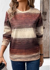Tribal Print Patchwork Multi Color Long Sleeve Sweatshirt