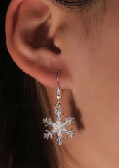 Christmas Silver Alloy Snowflake One Piece Earrings