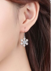 Christmas Silver Alloy Snowflake One Piece Earrings