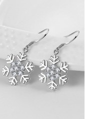 Christmas Silver Alloy Snowflake One Piece Earrings