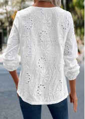 Long Sleeve Split Detail White Blouse