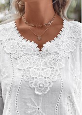 Long Sleeve Split Detail White Blouse