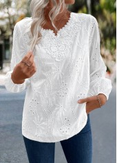Long Sleeve Split Detail White Blouse
