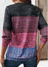 Multi Stripe Print Zipper Long Sleeve Round Neck Sweatshirt