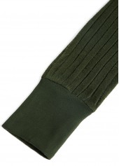 Plus Size Olive Green Patchwork Long Sleeve T Shirt