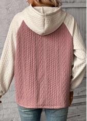 Jacquard Patchwork Pink Long Sleeve Hoodie