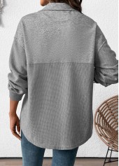 Tummy Coverage Grey Long Sleeve Turn Down Collar Sweatshirt