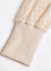 Lace Beige Button Long Sleeve Coat