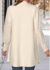 Lace Beige Button Long Sleeve Coat