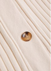 Lace Beige Button Long Sleeve Coat