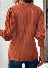 Tummy Coverage Terracotta Long Sleeve V Neck T Shirt