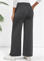 Butterfly Print Drawstring Dark Grey Wide Leg Pants