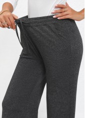 Butterfly Print Drawstring Dark Grey Wide Leg Pants