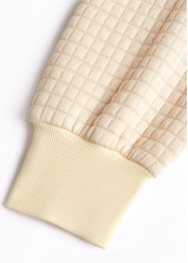 Plus Size Light Yellow Button Geometric Print Sweatshirt