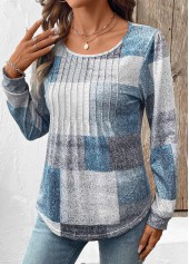 Geometric Print Tummy Coverage Multi Color T Shirt