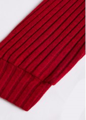 Button Wine Red Long Sleeve Split Neck Sweatshirt