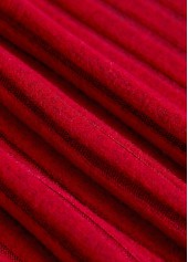 Button Wine Red Long Sleeve Split Neck Sweatshirt