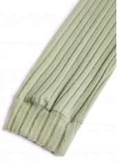 Patchwork Sage Green Long Sleeve Split Neck Sweatshirt