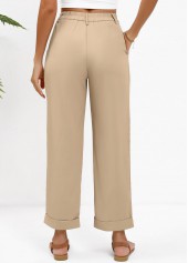 Light Camel Straight Leg High Waisted Button Pants