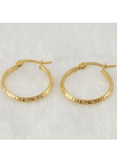 Golden Geometric Metal Round Design Earrings