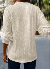 Jacquard Beige Long Sleeve V Neck T Shirt