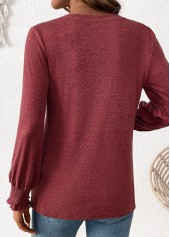 Tuck Stitch Brick Red Long Sleeve T Shirt