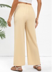Light Coffee Straight Leg Elastic Waist Drawstring Pants