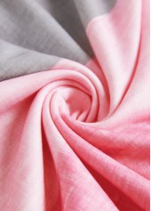 Striped Patchwork Pink Long Sleeve Split Neck Sweatshirt